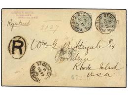 GRENADA: GRENADINAS. Sg.33 (2). 1895. ST. GEORGE'S To USA. Envelope Franked With Two 4 D. Green Stamps, Arrival On Rever - Andere & Zonder Classificatie