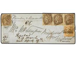 INDIA. Sg.39,42. 1861 (March 16). Cover To BRENTWOOD (UK) Franked By 1856/64 1a. Brown (4) And Single 2a. Yellow-buff Ti - Other & Unclassified