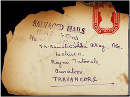 INDIA. 1953. NAGPUR To TRAVANCORE. CRASH COVER Damaged By Fire Cachet SALVAGED MAILS/N. AS AIR CRASH/NAGPUR. 12.12. 53. - Other & Unclassified