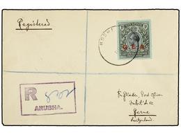 TANGANIKA. Sg.55. 1919. MOSHI To SWITZERLAND. 1 Rupee G.E.A. On Registered Cover, Arrival On Reverse. - Otros & Sin Clasificación