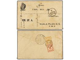 MALAYA. 1937. VIRAICHILAI (India) To KUALA PILAH (Negri Sembilan, Malaya). Envelope Sent Unfranked Taxed On Arrival With - Andere & Zonder Classificatie