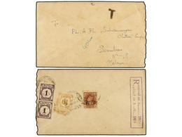 MALAYA. 1938. INDIA To SEREMBAN (Negri Sembilan, Malaya). Envelope Franked With 1/2 Anna Stamp, Taxed On Arrival With M. - Sonstige & Ohne Zuordnung