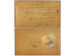 MALAYA. 1938. DEVAKOTTAI To KUALA LUMPUR (Malaya). Envelope Sent Unfranked Taxed On Arrival With M.P.U. 1 Cts. Lilac, 4  - Sonstige & Ohne Zuordnung