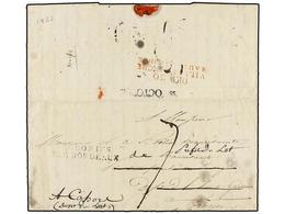 MAURICIO. 1823. PORT LOUIS To VILLAFRANCHE. Entire Letter With COLONIES/PAR BORDEAUX Entry Mark, Redirected To CAPORE Wi - Sonstige & Ohne Zuordnung