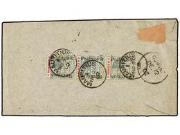 MAURICIO. 1902. MAURITIUS To BOMBAY (India). 6 Cents. Strip Of Three, Sent Registered. - Andere & Zonder Classificatie