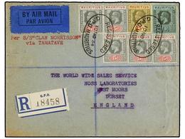 MAURICIO. Sg.196 (5), 199, 201. 1934. MAURITIUS To ENGLAND. 5 Cts. (5), 25 Cts. And 1 Rp. Registered Cover Arrival On Re - Andere & Zonder Classificatie