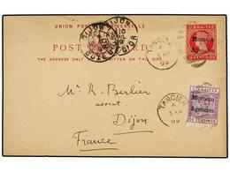 MARRUECOS INGLES. Sg.6. 1899. TANGIER To FRANCE. 10 Cts. Red Postal Stationary Card Uprated With 50 Cts. Lilac Stamp. - Otros & Sin Clasificación