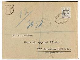 MARRUECOS INGLES. Sg.29. 1906. TANGIER To GERMANY. 1 Pta. Black And Carmine Tied By REGISTERED/TANGIER. - Otros & Sin Clasificación