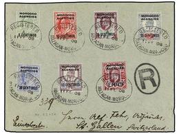 MARRUECOS INGLES. Sg.112/16, 119/20. 1908. MAZAGAN To SWITZERLAND. Spectacular Franking, Arrival On Reverse. - Andere & Zonder Classificatie