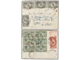 NUEVAS HEBRIDAS. 1929. VILA. NEW HEBRIDAS To LONDON. 1/2 D. Grey (4), 3 D. Red And 1 D. Green Black Of Six, Franking On  - Altri & Non Classificati