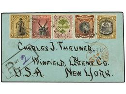 BORNEO. Sg.66, 68, 70, 72, 73. 1895. Envelope Sent To NEW YORK Franked With 1 Ct., 2 Cts., 3 Cts., 5 Cents. And 6 Cts. S - Other & Unclassified