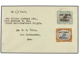 PAPUA Y NUEVA GUINEA. Sg.112, 121. 1932. PORT MORESBY To LAE. FIRST FLIGHT, Arrival On Reverse. (Mu. 14). - Andere & Zonder Classificatie