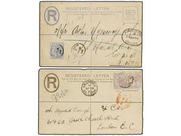 SANTA LUCIA. 1894-99. Two Registered Envelopes Of 2 D. Grey And Green Uprated With 2 D. Lilac (2) And 2 1/2 D. Blue Stam - Sonstige & Ohne Zuordnung