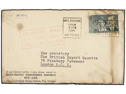 SINGAPUR. 1954. VICTORIA To LONDON. CRASH COVER. Envelope With Cachet SALVAGED MAIL/AIRCRAFT CRAS/SINGAPORE, 13.3.1954. - Altri & Non Classificati