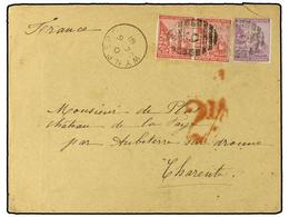 CABO DE BUENA ESPERANZA. 1881. Cover To FRANCE With 1872 1 D. Rose Red Pair And 1864 6 D. Bright Violet Tied By Numeral  - Otros & Sin Clasificación