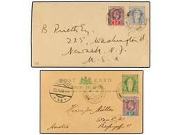 ISLAS VIRGENES. 1908-11. Two Postal Stationary 1/2 D. Green And 2 1/2 D. Ultramarine Uprated 1/2 D. And 1 D. - Altri & Non Classificati