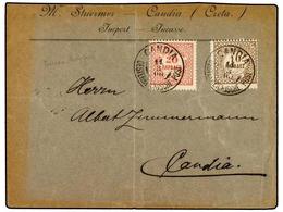 CRETA. 1900. Cover To CANDIA Franked By 1899 10 Pa. Brown And 20 Pa. Rose Tied By CANDIA Austrian PO Cds's With Straight - Otros & Sin Clasificación