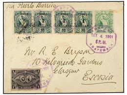 GUATEMALA. Sc.60, 108 (5), 102. 1901. GUATEMALA A ESCOCIA. 1 Ctvo. S. 20 Ctvos. (4), 1 Ctvo. Y 6 Ctvos. Al Dorso Llegada - Altri & Non Classificati