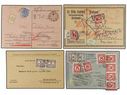 HUNGRIA. 1911-1936. Conjunto De 8 Cartas O Tarjetas Circuladas Desde Varios Países Y Tasadas A La Llegada Con Sellos Hún - Otros & Sin Clasificación