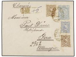 IRAN. Sc.106 (2), 110. 1897. TEHERAN To GERMANY. 10 Ch. Grey Postal Stationary Envelope Uprated With 2 Ch. (2) And 10 Ch - Altri & Non Classificati