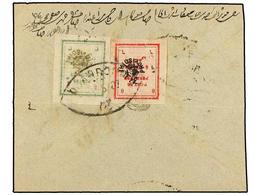 IRAN. Sc.424, 425. 1907. DJAHROUM. 3 Ch. Green And 6 Ch. Red Provisional Stamps. Double Weight Rate. - Altri & Non Classificati