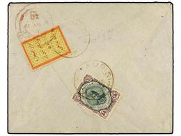 IRAN. Sc.492. 1918. TAURIS To LONDON. 24 Ch. And FAMINE RELIEF STAMP Of 1 Ch. Rare Especially In Letter Abroad. - Otros & Sin Clasificación