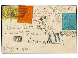 ITALIA ANTIGUOS ESTADOS: ESTADOS PONTIFICIOS. 1870. VITERBO A SAN SEBASTIAN (España). 5 Cts. Azul, 10 Cts. Naranja Y 40  - Altri & Non Classificati