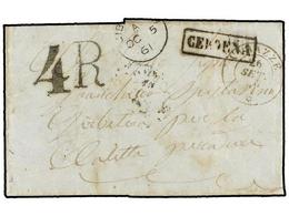 ITALIA. 1861. VARAZZE A GIBRALTAR. Circulada Por Tierra Vía La Junquera Y San Roque. Marca De Entrada CERDEÑA Y Porte De - Other & Unclassified