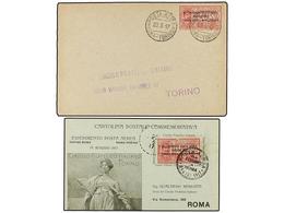 ITALIA. 1917 (20 - V). Sobre Y Tarjeta Vuelos ROMA-TORINO Y TORINO-ROMA. - Altri & Non Classificati