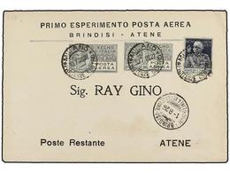 ITALIA. 1926 (30-7). MILANO A ATENAS. Primer Vuelo BRINDISI-ATENAS (Lo. 26MMb). - Otros & Sin Clasificación