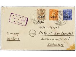 CIRENAICA. Sa.7, 8, 10. 1947 (20-XII). BENGHAZI A ALEMANIA. 2 D., 2 1/2 D. Y 5 D. Mat. BENGHAZI/AIR MAIL Enviada Por El  - Otros & Sin Clasificación