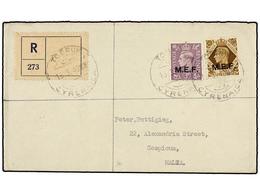 CIRENAICA. 1949 (18-III). TOBRUK A COSPISCUA (Malta). 3 D. Lila Y 1 Sh. Castaño, Mat. TOBRUK (CYRENAICA). Al Dorso Llega - Other & Unclassified