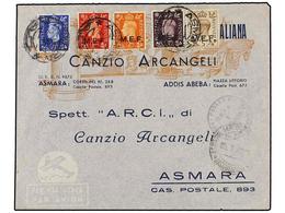 ERITREA. Sa.1/5. 1942 (4-III). ASMARA Correo Interior. Serie Completa En Carta, Llegada En El Anverso. - Andere & Zonder Classificatie
