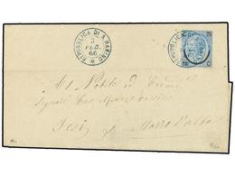 SAN MARINO. 1866 (Feb 3). Entire Letter Franked By Italy 1865 20c. On 15c. Blue Tied By Bold Strike Of REPUBLICA DI S. M - Other & Unclassified