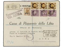 TRIPOLITANIA. Sa.9 (3), 10, 13 (3). 1945 (12-III). TRIPOLI A ROMA. 3 D. Lila (3), 5 D. Y 10 H. (3). Precioso Franqueo, A - Otros & Sin Clasificación