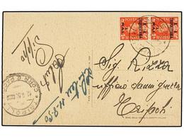TRIPOLITANIA. 1950 (12-IX). SLITEN A TRIPOLI. Tarjeta Postal Con Franqueo De 2 Mal. (2) Rojo, Mat. SLITEN/MISURATA. MUY  - Sonstige & Ohne Zuordnung