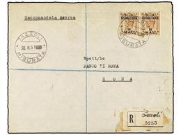 TRIPOLITANIA. Sa.20 (2). 1951 (30-VIII). TAZZOLI A ROMA. 10 Mal. (2), Mat. TAZZOLI/MISURATA, Al Dorso Llegada. - Other & Unclassified