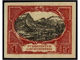 (*) LIECHTENSTEIN. Mi.54/55, 58/60 PK. 1921. FIVE Imperforate PROOFS. Original Printed Colours. - Andere & Zonder Classificatie