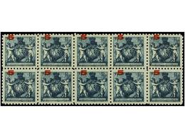 **/* LIECHTENSTEIN. Mi.61A (10). 1924. 5 On 7 1/2 Rp. Blue. Block Of Ten. MISPLACED SURCHARGE. Never Hinged (2 Stamps Hi - Andere & Zonder Classificatie