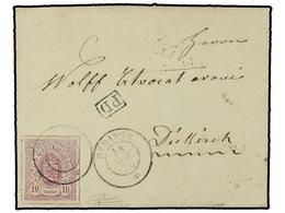 LUXEMBURGO. 1870 (Nov 14). Entire Letter To Diekirch Franked By Rouletted 1865-74 10c. Rose Lilac Tied By Repeated Strik - Altri & Non Classificati