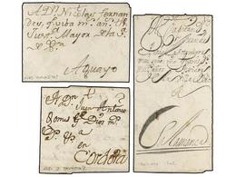 MEXICO. Tres Cartas Completas Circuladas Privadamente 1759 ST. BAUTISTA? A CORDOVA Y 1783 HORCASITAS A AGUAYO. 1702 YRAP - Otros & Sin Clasificación