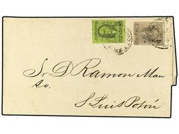 MEXICO. Sc.36,37. 1868 (3-Junio). MEXICO A S. LUIS POTOSI. 1 Real Verde Y 2 Reales Gris Con Habilitación MEXICO (Gótico) - Sonstige & Ohne Zuordnung