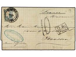 MEXICO. 1870. Letter Sheet To FRANCE With Impf Guanajuato 25 C.  (6-68) Tied By LEON Cds, Sent Via London With GB/1F 60c - Sonstige & Ohne Zuordnung