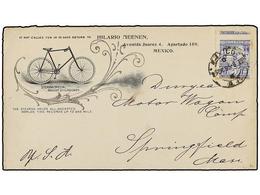 MEXICO. Sc.247. 1895. MÉXICO A U.S.A. Sobre Ilustrado Con Publicidad De Bicicletas Franqueado Con Sello De 5 Ctvos. Azul - Altri & Non Classificati