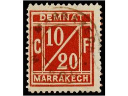 * MARRUECOS: CORREO LOCAL. Yv.1. 10/20 Cents. Rojo, Mat.MARRAKECH/MAROC En Negro. MUY RARO. Cat. 600€. - Altri & Non Classificati