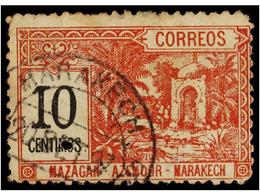 ° MARRUECOS: CORREO LOCAL. Yv.38a. 10 Cents. Rojo Y Negro, Mat. De Marrakech, Perforación Y Manchas Del Tiempo. Sello Mu - Altri & Non Classificati