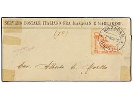 MARRUECOS: CORREO LOCAL. Yv.54. 1897. Gran Fragmento De Carta Con Sello Bisectado De 10 Cts. Rosa, Mat. De MAZAGAN. RARO - Otros & Sin Clasificación