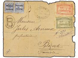 MARRUECOS: CORREO LOCAL. Yv.54, 55. 1899. MARRAKECH A BIZERTE (Tunez). Circulado Con Sellos Locales De 10 Cts. Rosa Y 25 - Other & Unclassified