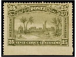 * MARRUECOS: CORREO LOCAL. Yv.55. 25 Cents. Oliva SIN DENTAR MARGEN INFERIOR. - Andere & Zonder Classificatie