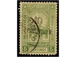 ° MARRUECOS: CORREO LOCAL. Yv.91A. 10 Cents. S. 5 Cts. Verde Oliva, Mat. Fechador De MARRAKECH. MUY RARO. Cat. 900€. - Andere & Zonder Classificatie